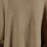 Jersey con pompón, cuello de piel, mangas, suéter, capa, chal, capa 