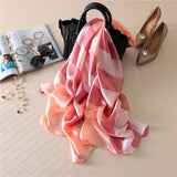 Plaid Silk Scarf Silky Shawl Wrap for Women Ladies Girls 90x180