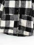 Manteau cardigan style chemise à simple boutonnage quadrillé noir et blanc 