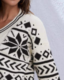 V-neck Knit Argyle Pattern Vintage Sweaters