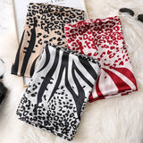 Bufanda cálida de seda de leopardo a la moda para mujer y niña 90x180