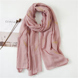 Feather Embroidered Cotton Scarf Shawl for Women Ladies Girls