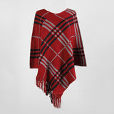 Tassel Fringed Pullover V-neck Diagonal Stripes Sweater Cloak Shawl Cape