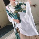 Elegante moda flor de loto bufanda de seda chal abrigo para mujeres damas niñas 90x180