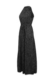 Black Wave Bohemian Boho Printed Hanging Neck Straps Maxi Dresses