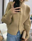Single-breasted Vintage Lapel Sweater Outerwear