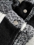 Black And White Grid Single-breasted Shirt Style Cardigan Coat