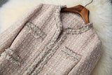Blazers en tweed à boutonnage simple Mini jupe trapèze Ensemble deux pièces