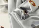Bufanda de seda con estampado de libélulas de animales, chal sedoso para mujeres y niñas, 90 x 180