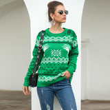 Christmas Snowflake Fawn Jacquard Long Sleeve Sweater