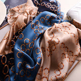 Bufanda de seda larga con contraste de moda para mujer y niña, 90 x 180