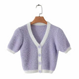Mohair Single-breasted Knitting Short Cardigan
