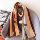 Bufanda informal con letras CC a rayas para mujer Bufandas de invierno para mujer