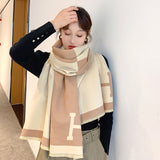 Colorblock Warm Bufanda Cachemira Abrigo de mantón grueso de doble cara para mujeres Damas Niñas
