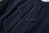 Dobladillo con volantes Blazers Empalme Manga de gasa y pantalones Conjunto de dos piezas Azul