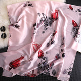 Flower Print Silk Scarf Shawl Wrap for Women Ladies Girls 90x180