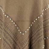 Tassel Fringed Pullover Bead Fur Collar Sweater Cloak Shawl Cape