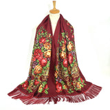 Étnico retro flor bufanda larga chal bufandas con flecos para mujeres damas niñas