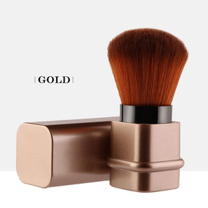 Square Retractable Blush Makeup Brush - Gold Silver
