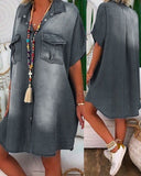 Oversized Loose Casual Short Sleeve Denim Plus Size Mini Dress