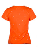 Orange Pentagram Round Neck Short Sleeve Tops